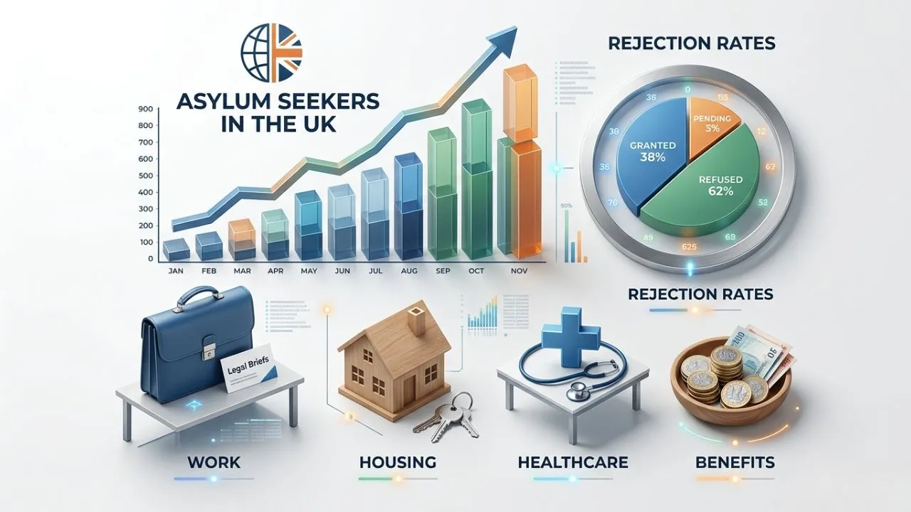 Asylum Seekers in the UK: Their Numbers, Rights, Process, Benefits, and Work Rules Explained